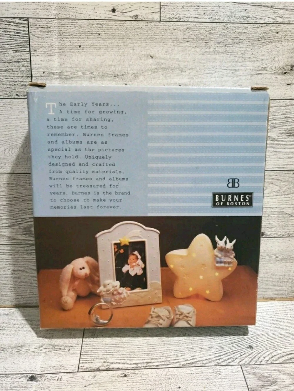 Vtg 2000 Burnes Of Boston Early Years Star Boy Bunny Frame New Nursery Baby